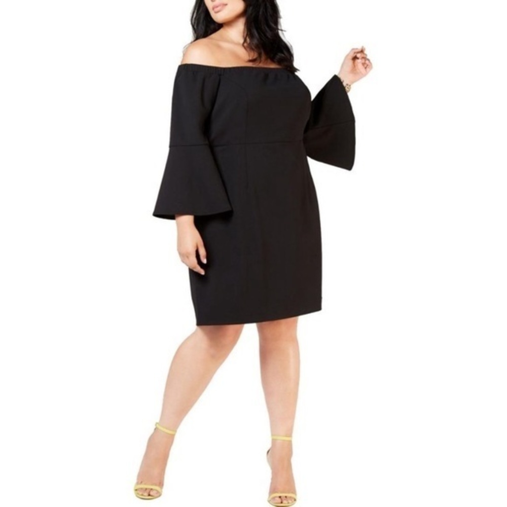 Betsey Johnson Black Cocktail Bell Sleeve Dress 20Wโ
